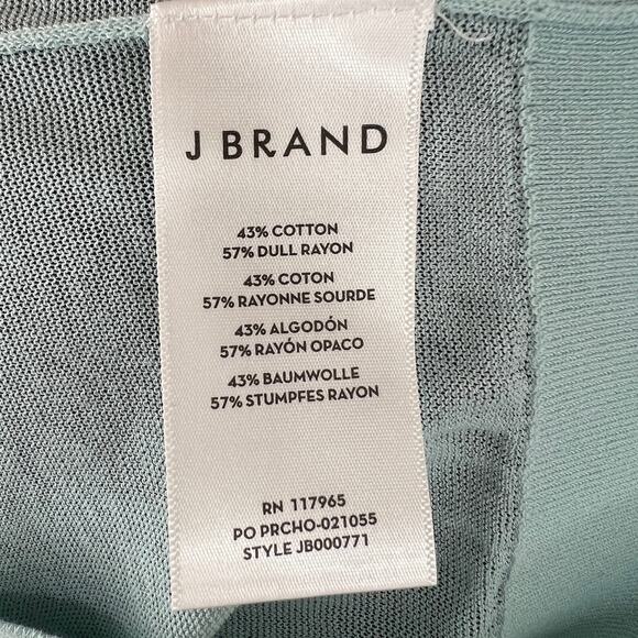 J BRAND Green Cotton Blend Crewneck Long Sleeve Pullover Lightweight Knit Top S - Picture 7 of 8